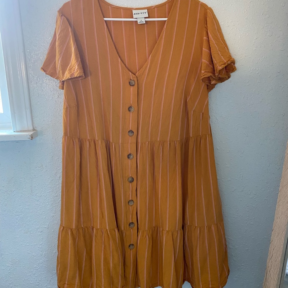 Button-Front Tiered Dress